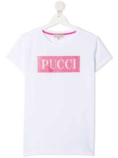 Emilio Pucci Junior футболка с логотипом и стразами