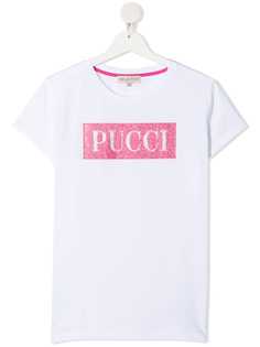 Emilio Pucci Junior футболка с логотипом и стразами