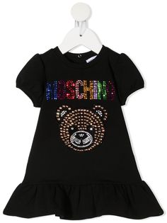 Moschino Kids платье-футболка с декорированным логотипом