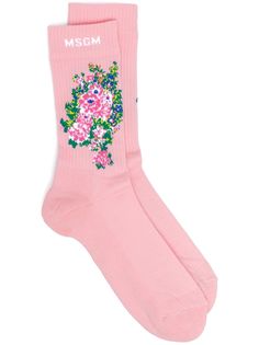 MSGM носки вязки интарсия с цветочным узором