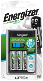 Зарядное устройство Energizer 1 Hour Charger + 4xAA, 2300mAh (E300697700)