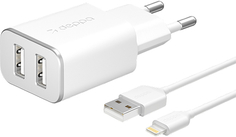 Сетевое зарядное устройство Deppa 2xUSB + Lightning (11383)