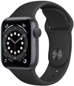 Смарт-часы Apple Watch S6 40mm Space Gray Aluminum Case with Black Sport Band (MG133RU/A)