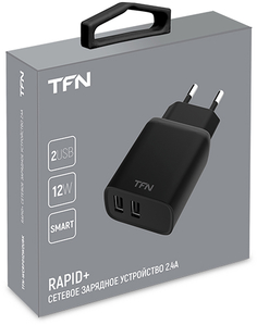 Сетевое зарядное устройство TFN Rapid+ 2xUSB 2.4A Black (TFN-WCRPD12W2UBK)