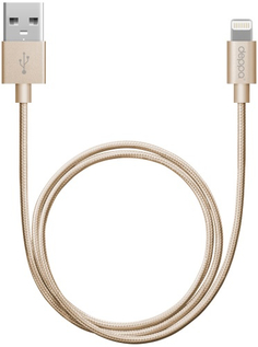 Кабель для iPod, iPhone, iPad Deppa MFI USB-Lightning, 1,2 м Gold (72188)