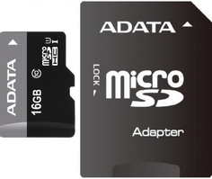 Карта памяти ADATA Premier 16Gb microSDHC UHS-I Class10 + адаптер (AUSDH16GUICL10-RA1)