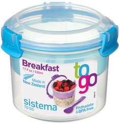 Контейнер двухуровневый с ложкой Sistema To-Go Breakfast, 530 мл Blue (21355)