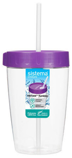 Стакан с трубочкой Sistema Hydrate 525 мл Violet (760)