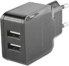 Сетевое зарядное устройство Red Line 2 USB, 2.4A Black (УТ000013933)