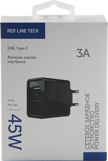 Сетевое зарядное устройство Red Line Power Delivery Tech USB + Type-C, 3A Black (УТ000015304)