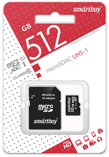 Карта памяти Smartbuy MicroSDXC Class 10 UHS-1 512GB Class + адаптер (SB512GBSDCL10-01)