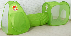 Игровая палатка ШКОЛА-ТАЛАНТОВ "Давай играть'', с туннелем, зеленая (3147569)
