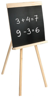 Доска для мела Пифагор 42х45 см, на треноге, мелок, губка, черная (235499)