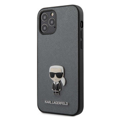 Чехол (клип-кейс) Karl Lagerfeld, для Apple iPhone 12/12 Pro, серый [klhcp12mikmssl] Noname