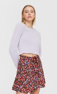 Stradivarius Юбка-Шорты Струящегося Кроя С Принтом Женская Коллекция Multicolor Xl