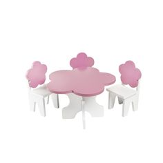 Аксессуары для кукол PAREMO Набор мебели для кукол &quot;Цветок&quot;: стол + стулья, цвет: розовый (PFD120-43)