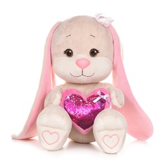 Мягкая игрушка Jack&Lin Зайка с розовым сердцем 35 см цвет: бежевый/розовый