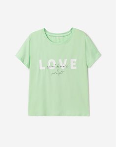 Зеленая домашняя футболка LOVE Gloria Jeans