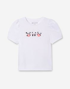 Белая футболка с рисунком и стразами для девочки Gloria Jeans