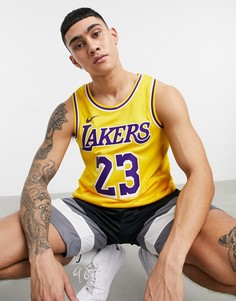 Желтая трикотажная майка Nike Basketball NBA LA Lakers Lebron James Swingman-Желтый