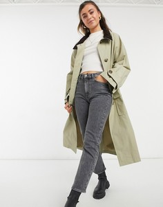 Светло-бежевый тренч в стиле oversized с вельветовым воротником ASOS DESIGN