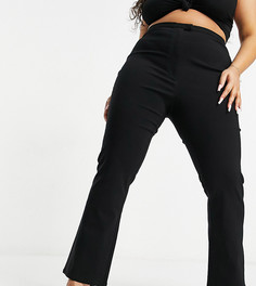 Черные эластичные брюки клеш из бенгалина ASOS DESIGN Curve-Черный цвет