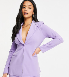 Трикотажный однобортный пиджак сиреневого цвета ASOS DESIGN Petite-Фиолетовый цвет