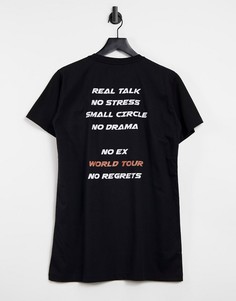 Черная oversize-футболка с текстовым принтом Lasula-Черный цвет