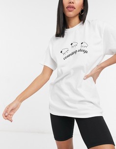 Черно-белый пижамный комплект из футболки и шорт-леггинсов с принтом "Counting sheep" Heartbreak-Многоцветный