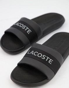 Черные шлепанцы с логотипом Lacoste-Черный цвет
