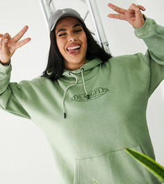 Худи зеленого цвета с принтом города Lasula Plus-Зеленый цвет