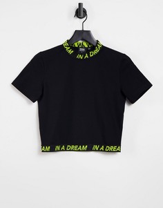 Укороченная футболка с логотипом "In a dream" Dr Denim-Черный цвет