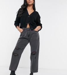 Черные выбеленные джинсы из с рваной отделкой в винтажном стиле Noisy May Petite Brooke-Черный цвет