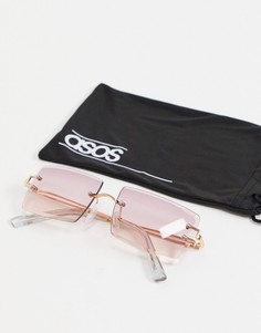 Квадратные солнцезащитные очки розового цвета в винтажном стиле 90-х ASOS DESIGN-Золотистый