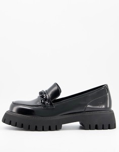 Черные лоферы из экокожи на толстой подошве с металлической отделкой Koi Footwear-Черный цвет