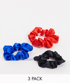 3 атласные резинки для волос ASOS DESIGN-Мульти