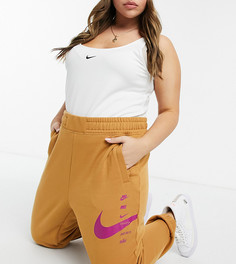 Бежевые джоггеры с завышенной талией и логотипом-галочкой Nike Plus-Neutral