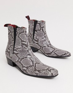 Ботинки челси на кубинском каблуке с серым змеиным принтом Jeffery West Carlito-Серый