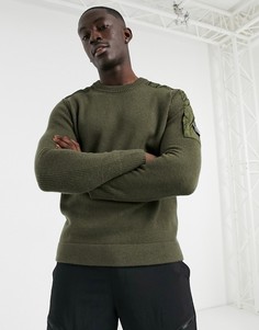 Свитшот цвета хаки с круглым вырезом и линзами на рукавах C.P. Company-Зеленый