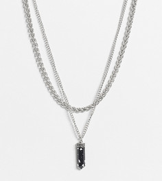 Ожерелье в несколько рядов с искусственным камнем в виде осколка Reclaimed Vintage inspired-Серебристый