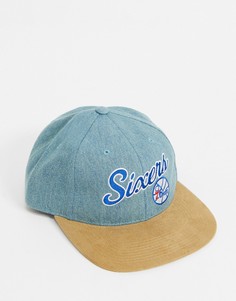 Синяя джинсовая кепка Mitchell & Ness NBA Philadelphia 76ers-Темно-синий