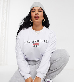 Свободный свитшот с вышивкой "Los Angeles" Daisy Street Plus-Белый