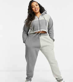 Серые джоггеры с контрастной вставкой от комплекта Lasula Plus-Серый