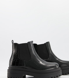 Черные ботинки челси на массивной подошве для широкой стопы RAID Wide Fit Ronnie-Черный цвет