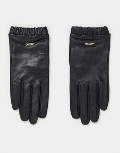 Черные кожаные перчатки с оборкой Paul Costelloe-Черный цвет