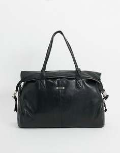 Кожаная сумка с загибающимся верхом Bolongaro Trevor-Черный цвет