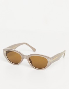Серые узкие овальные солнцезащитные очки A.Kjaerbede Winnie-Зеленый цвет