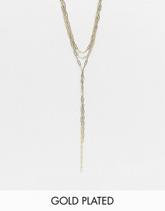 Позолоченное многорядное ожерелье-цепочка из массивных звеньев Luv AJ Maja-Золотой