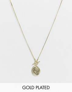 Позолоченное ожерелье с подвеской в виде кнопки и Т-образной застежкой Luv AJ punk-Золотой