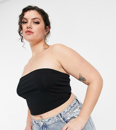 Черный кроп-топ бандо из органического хлопка ASOS DESIGN Curve Ultimate-Черный цвет